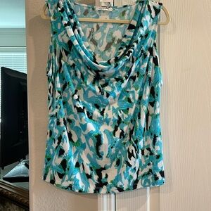 Calvin Klein Green Black Draped Sleeveless Tank Top